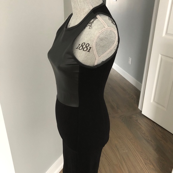 Aritzia Wilfred faux leather panel black dress - Picture 3 of 5